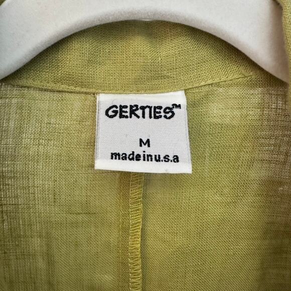 GERTIES 100% Linen Button Front Jacket Lime Green Long Sleeve Made in USA M - Picture 3 of 6